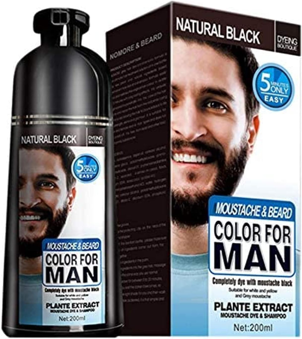 Mokeru Beard Dye Removal Shampoo for Men - Grey & White Hair, 200ML Black