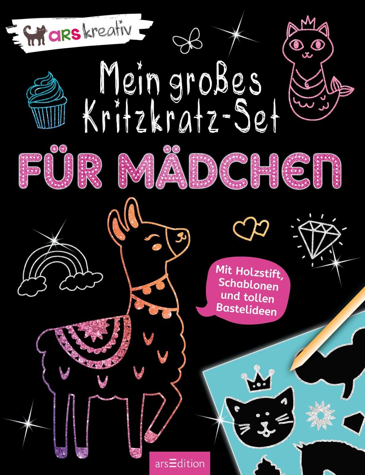 Mein großes Kritzkratz-Set - Für Mädchen: Mit Holzstift, Schablonen und tollen Bastelideen