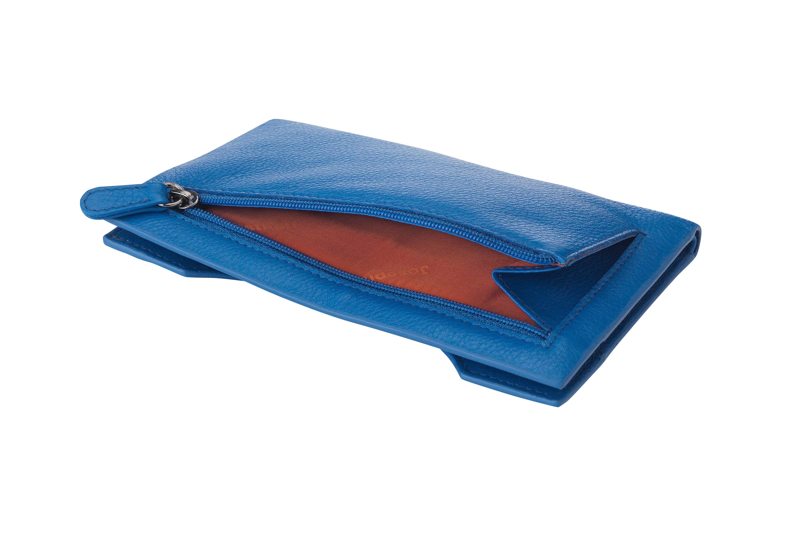 Hamburg płaski portfel z prawdziwej skóry z ochroną RFID, Royal, 15 x 10 x 1 cm, Portmonetka na monety