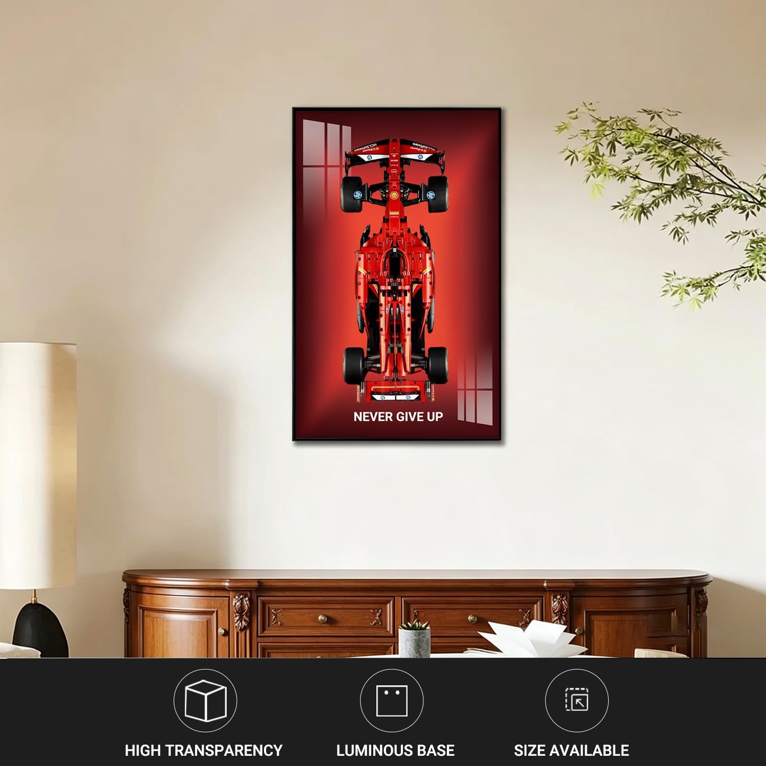 Wall Mount Display Board Compatible with Lego Technic Ferrari SF-24 F1 42207 Model Car Kit – Decorative Wall Mount for Lego Car Model, F1 Gift for Fans (Wallboard Only, Car Not Included)