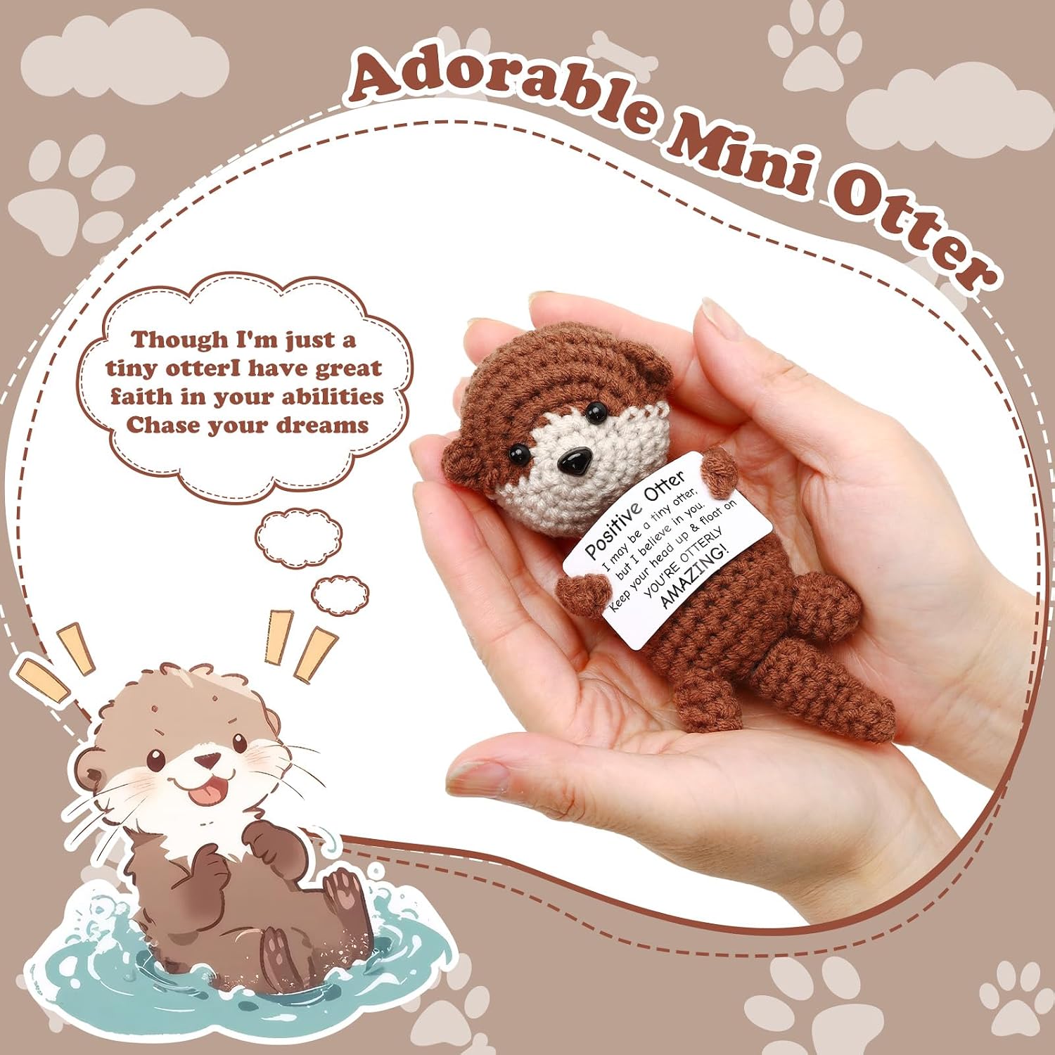 Positive Otter Emotional Crochet Sea Otter Gifts Knitted Doll | A positive otter keepsake designed to bring smiles, encouragement, and everyday positivity