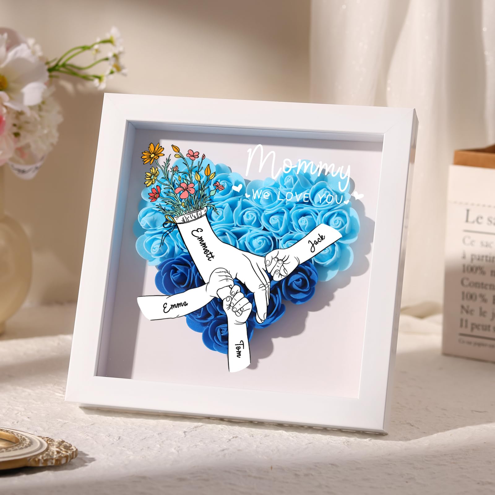Acchiappasole GUOER A Cuore In Vetro Con Fiori Pressati - Regalo Per Mamma - 3