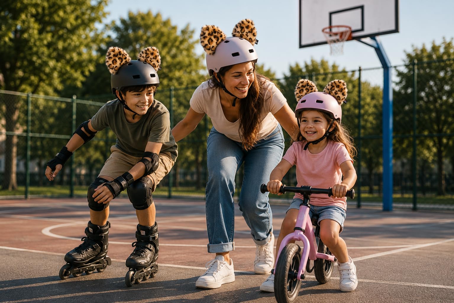 Pünktchen Leopard für Fahrradhelm.Verwandle jeden Helm in einen coolen Leoparden. Helm Accessoire für Fahrrad, Roller, Inliner & Skateboard.