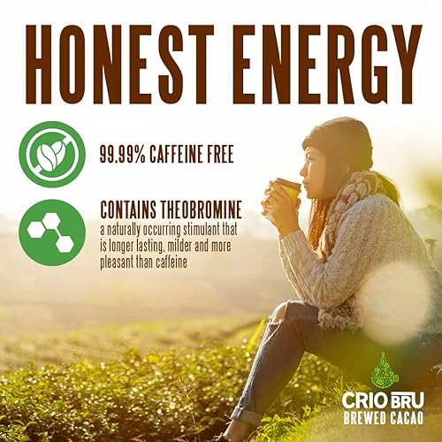 Miniatura 5 de Crio Bru Chocolate doble tostado ligero de cacao preparado  Bebida natural saludable alternativa al café  Granos de cacao molido 100% puro  99.99%