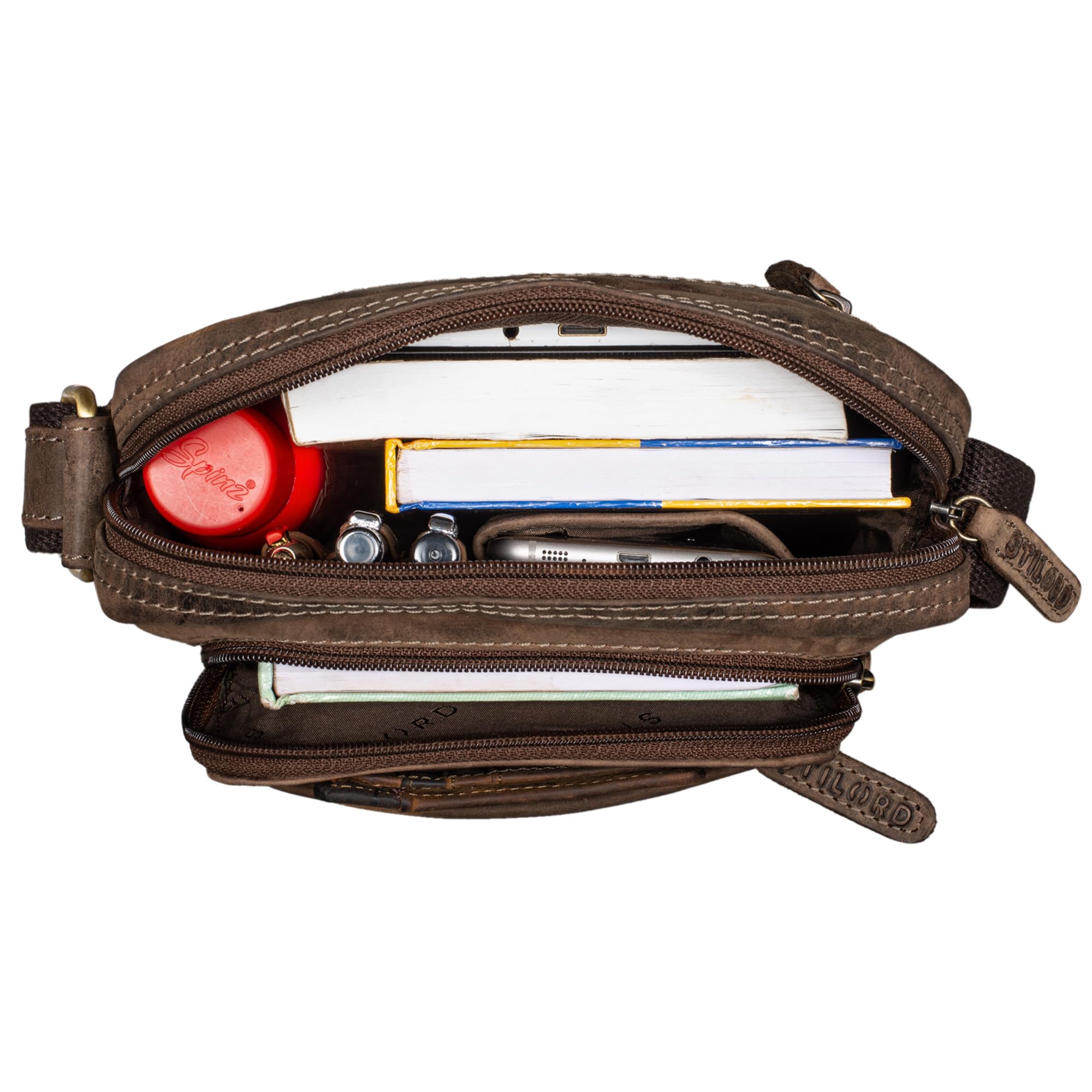 STILORD Jamie Herren Ledertasche Echtleder Vintage Messenger Bag für 9.7 Zoll iPad Schultertasche Zamora braun