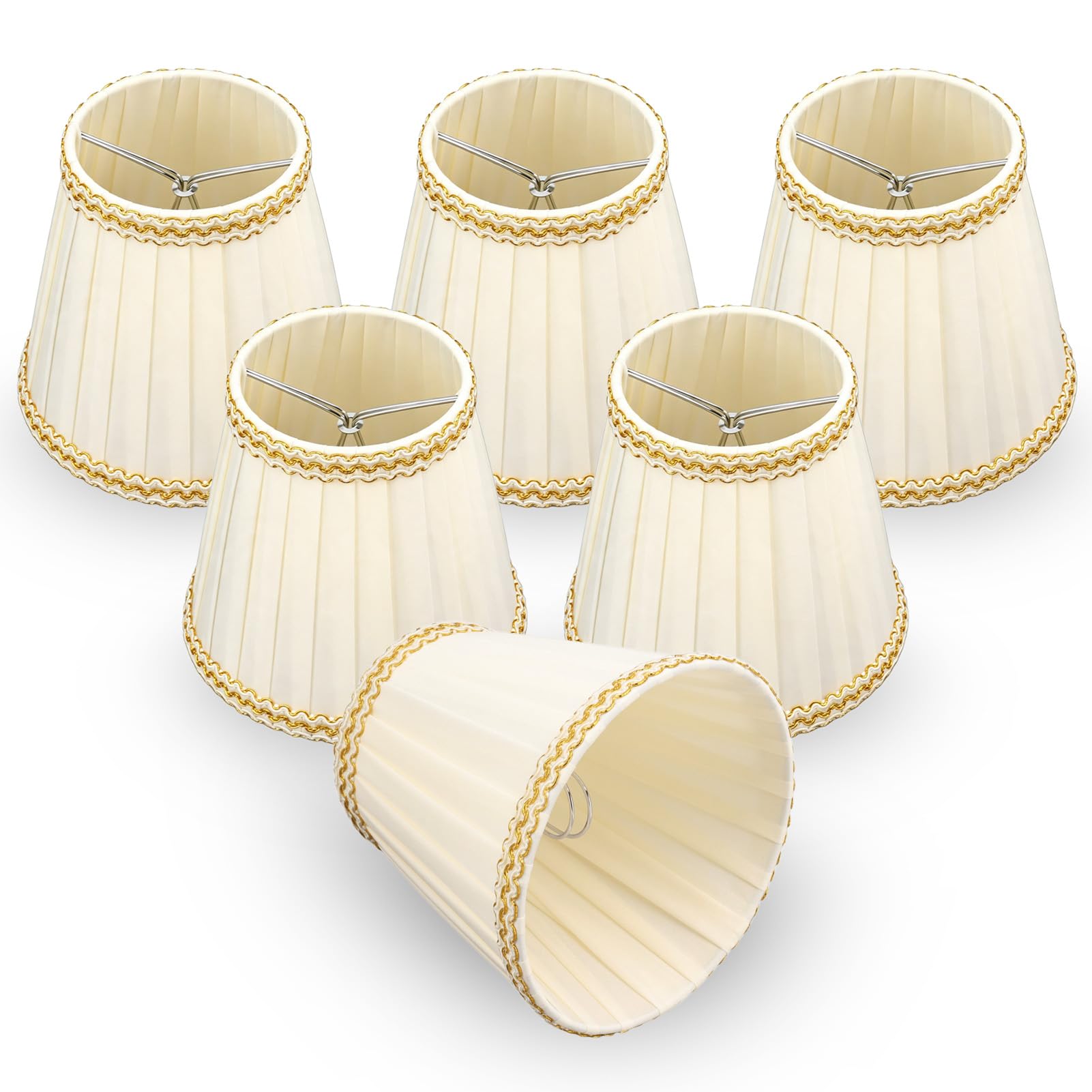 Lot de 6 petits abat-jours pour lustre, petit abat-jour moderne à clipser en tissu pour ampoules bougies, accessoires d'éclairage