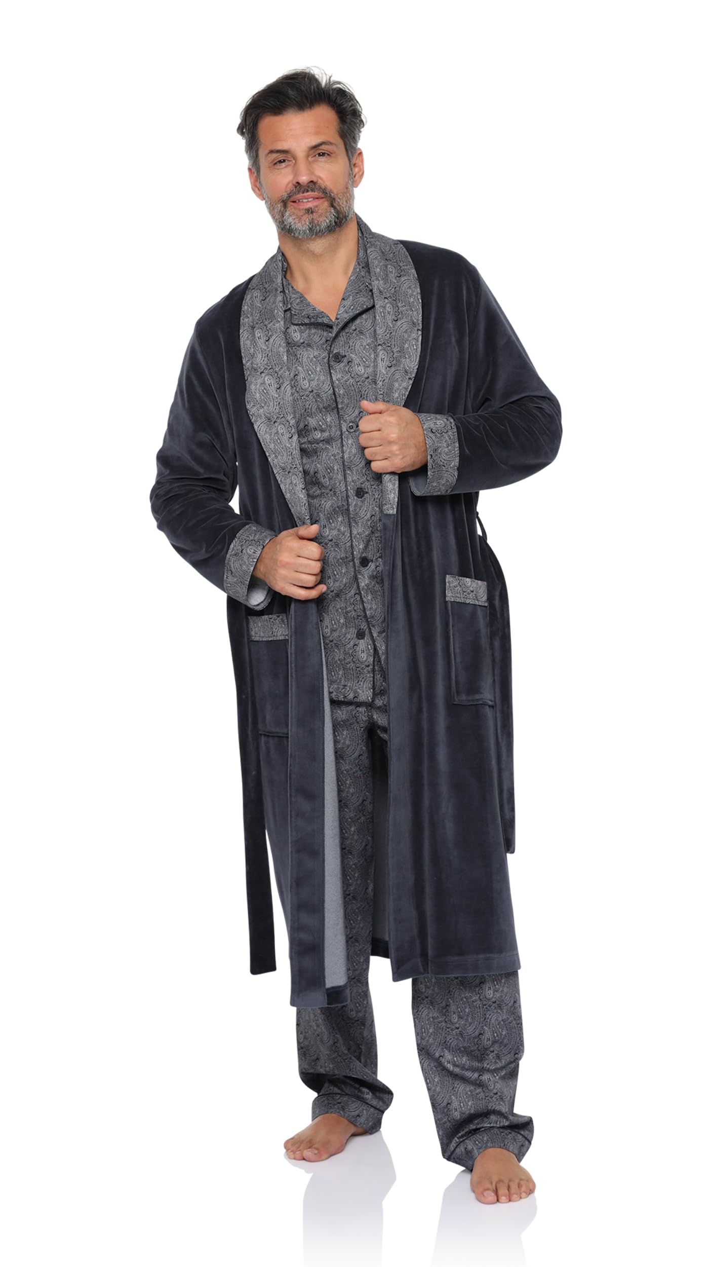 Revise RE-103 Classic Men’s Dressing Gown – Velvet – Graphite C2 – XL