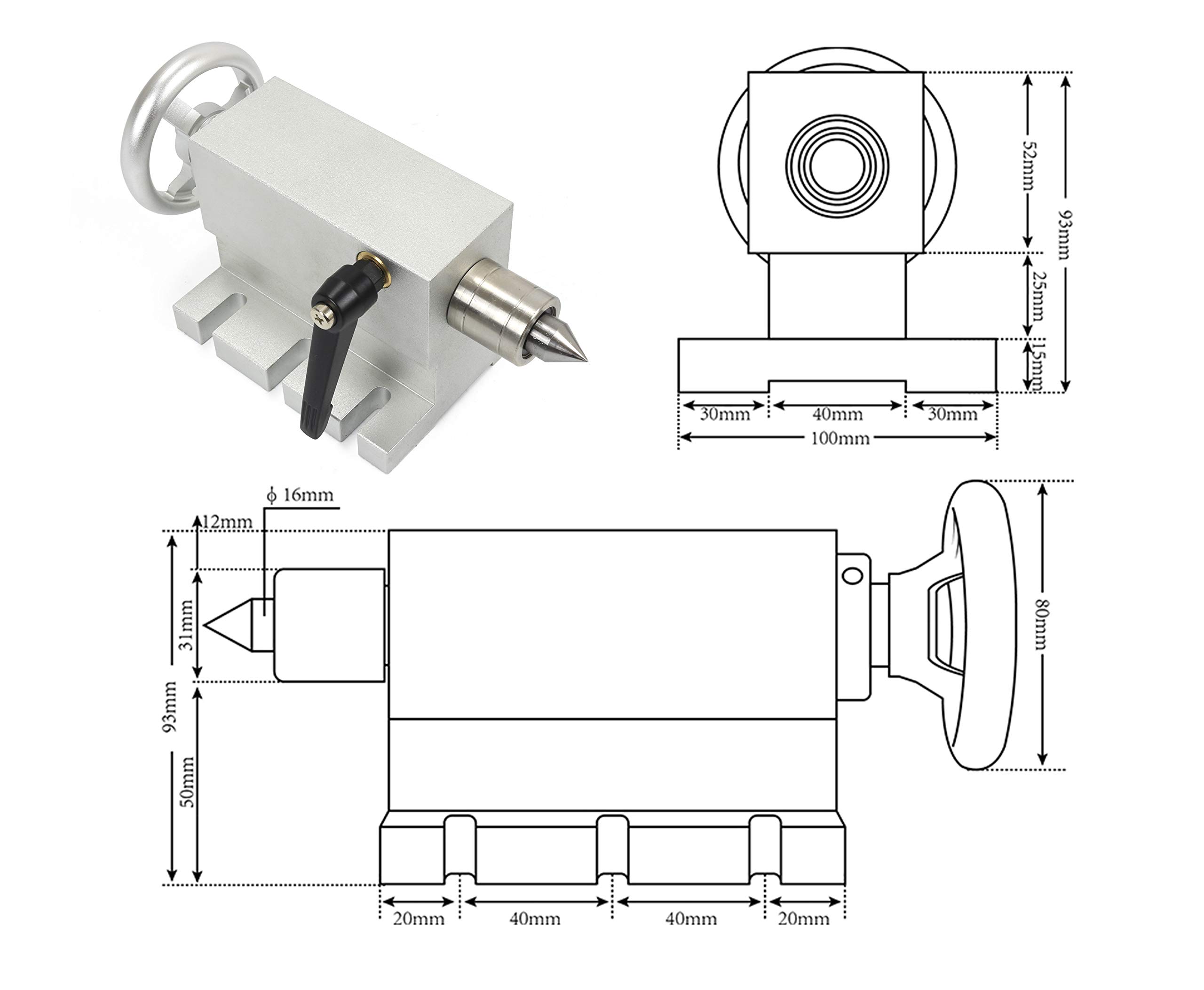 Engraving Machine Rotary 4th Axis + 65mm Tailstock CNC Router Rotation ...