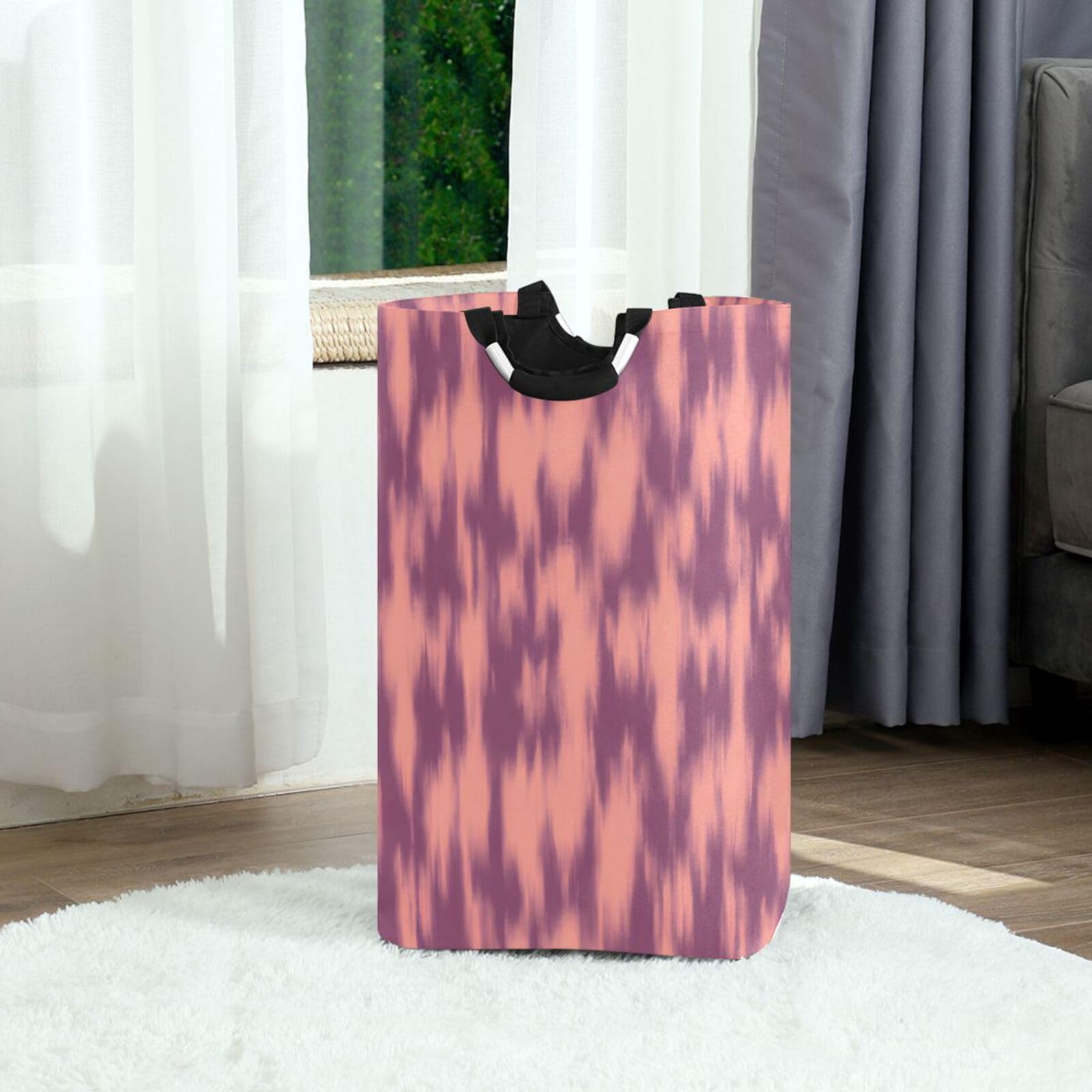 Jihqo Laundry Hamper Basket Abstract Shadow Print Collapsible Nursery Storage Bin Waterproof Clothing Baskets for Home Bedroom Bathroom Washing Room