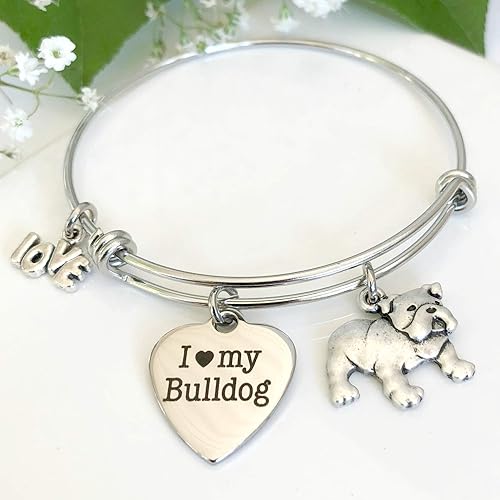 Miniatura 6 de English Bulldog Bracelet - Charm Bangle for Bull Dog Owners - Memorial Gift for Dog Mom - Small-Med