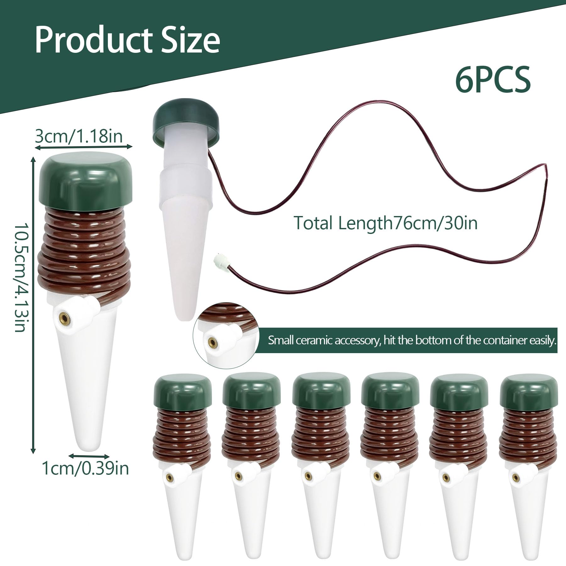 YeahBoom 6 Piezas Mecanismo para riego automático,Dispensador de Agua para Plantas de Interior,Goteo para Plantas Grandes,Cono de Arcilla con Manguera como Sistema de Goteo,Regar Plantas Vacaciones