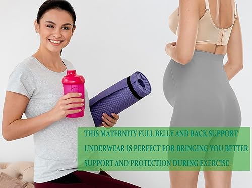 Miniatura 5 de Ropa interior de maternidad sin costuras para mujer, con soporte para el vientre, anti-rozaduras, pantalones cortos de medio muslo, 2 paquetes