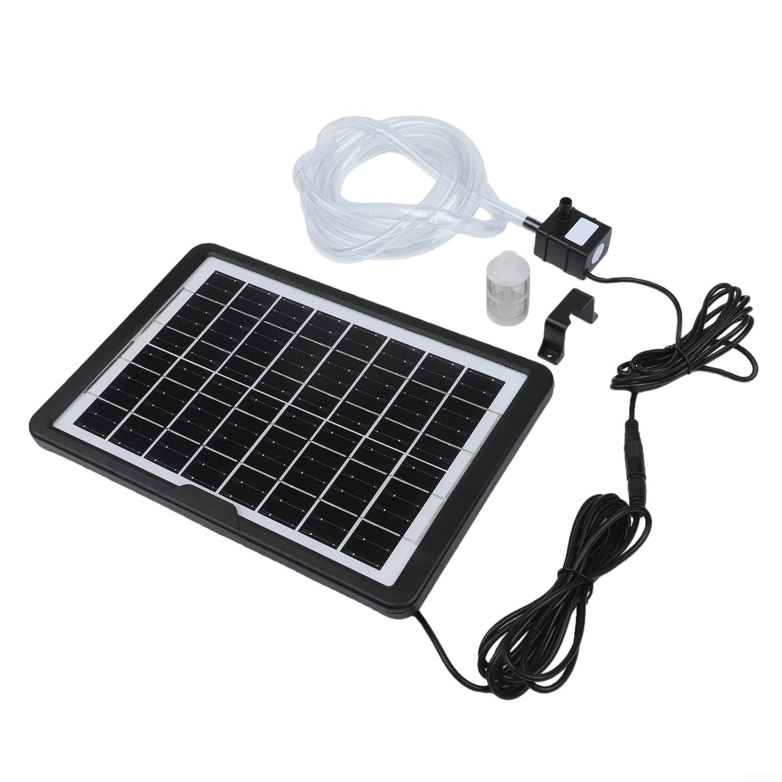 6W 9V Solar Water Pump Kit with Adjustable Panel Bracket, 240 L/h Flow, 1.8–2.5 m Lift, Quiet Oxygenation for Pond, Fish Tank, Rockery and Outdoor Aquarium – Black