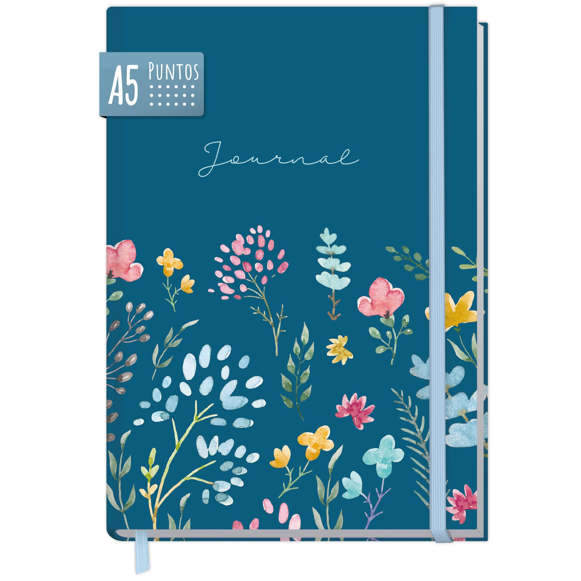 paper&you® Bullet Journal punteado A5 con banda elástica [Happy Flower] 156 páginas | cuaderno punteado, diario | sostenible & Clima Neutral