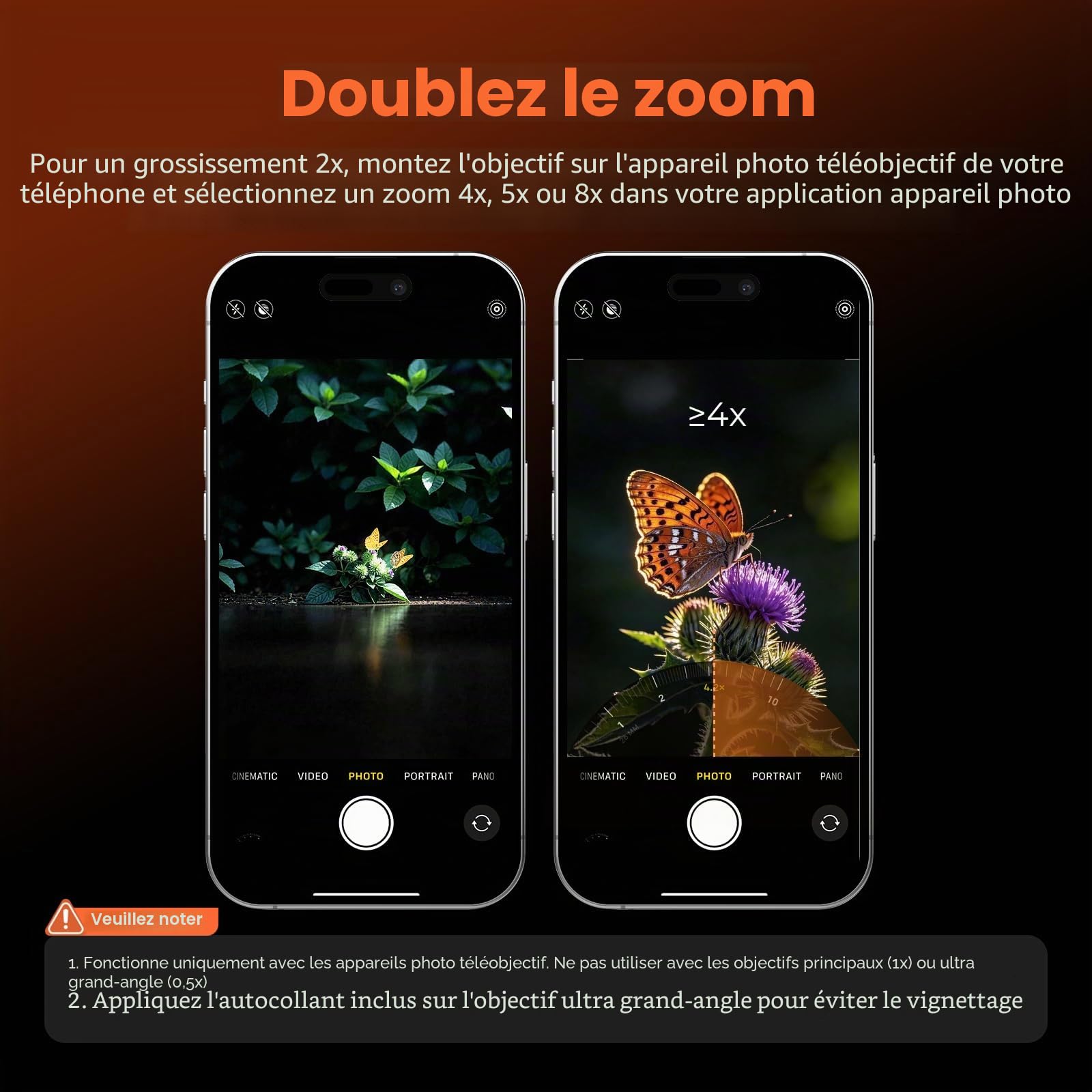 SMALLRIG 5920 Lot de 2 objectifs téléphoto pour iPhone 17/16/15 Pro Max, 2 lentilles de Magnification HD avec monture en T pour coque de téléphone, compatible avec smartphone 4x/5x/8x
