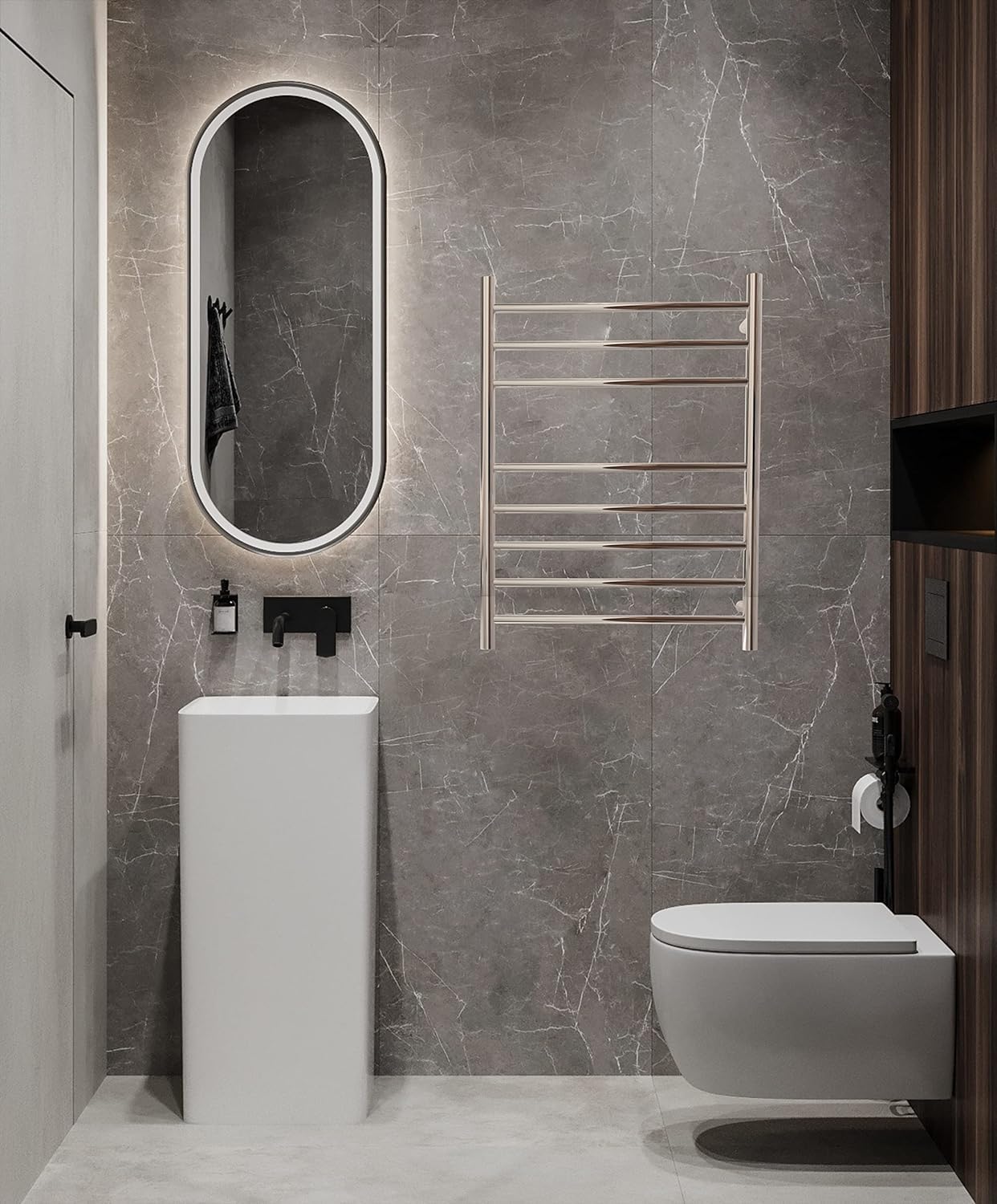 Heated Towel Rack, Space-Saving Towel Warmer Rack Fast Heating Towel Warmer for Bathroom Durable Mechanical Switch Hardwired or Plug in Install Options - Ideal for Towel Heater