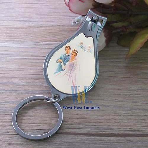 Miniatura 5 de 12 piezas de boda llavero favor Correo Clipper embotellador abridor Nuestro Boda, Blanco