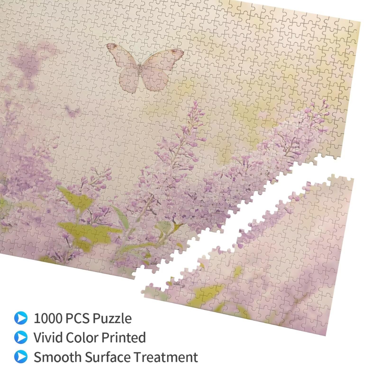 Puzzle 1500 Teile, Puzzle Erwachsene, Holzpuzzle Blume Impossible Jigsaw, Clevere Rätsel, HD Farbe Jigsaw mit Geschenkbox Verpackung for Room Decor, Geschenke für Frauen Lavendel 87x57cm p-608