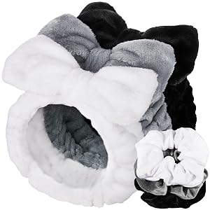 LEOBRO Spa Headband 6pcs Makeup Headbands and Hair Scrunchies Bow Skin Care Headband for Washing Face for Teen