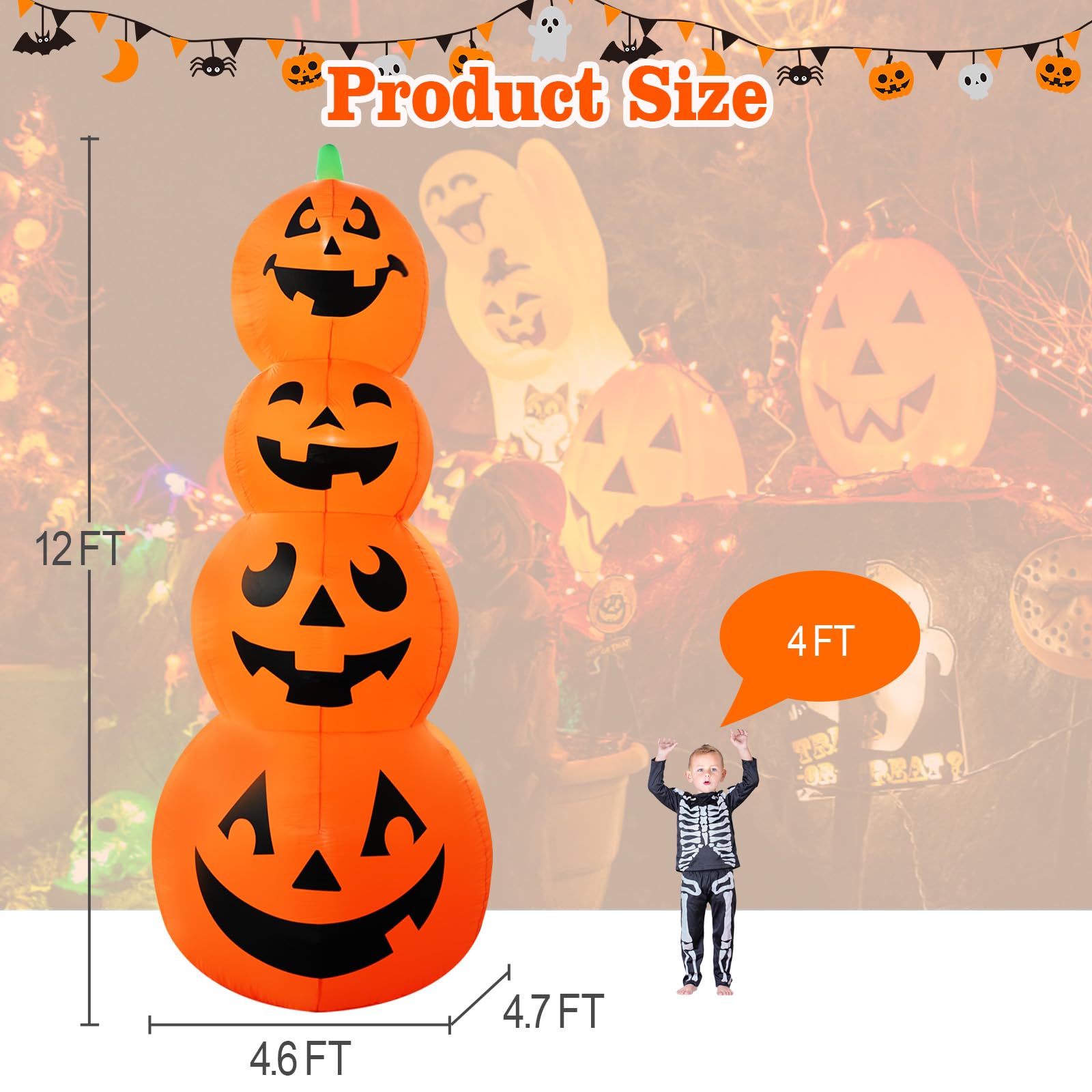 Decorazione gonfiabile gonfiabile della pila della zucca di Halloween