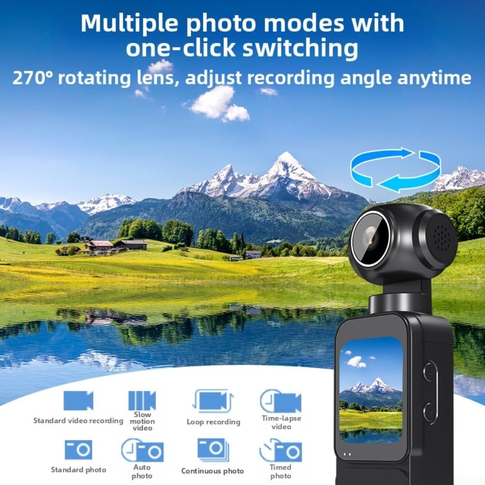 Action Camera 5K con grandangolo a 150° e display da 1,7", videocamera sportiva WiFi da 16 MP per immersioni all'aperto, time-lapse al rallentatore, leggera 84 g (5K singolo aereo)