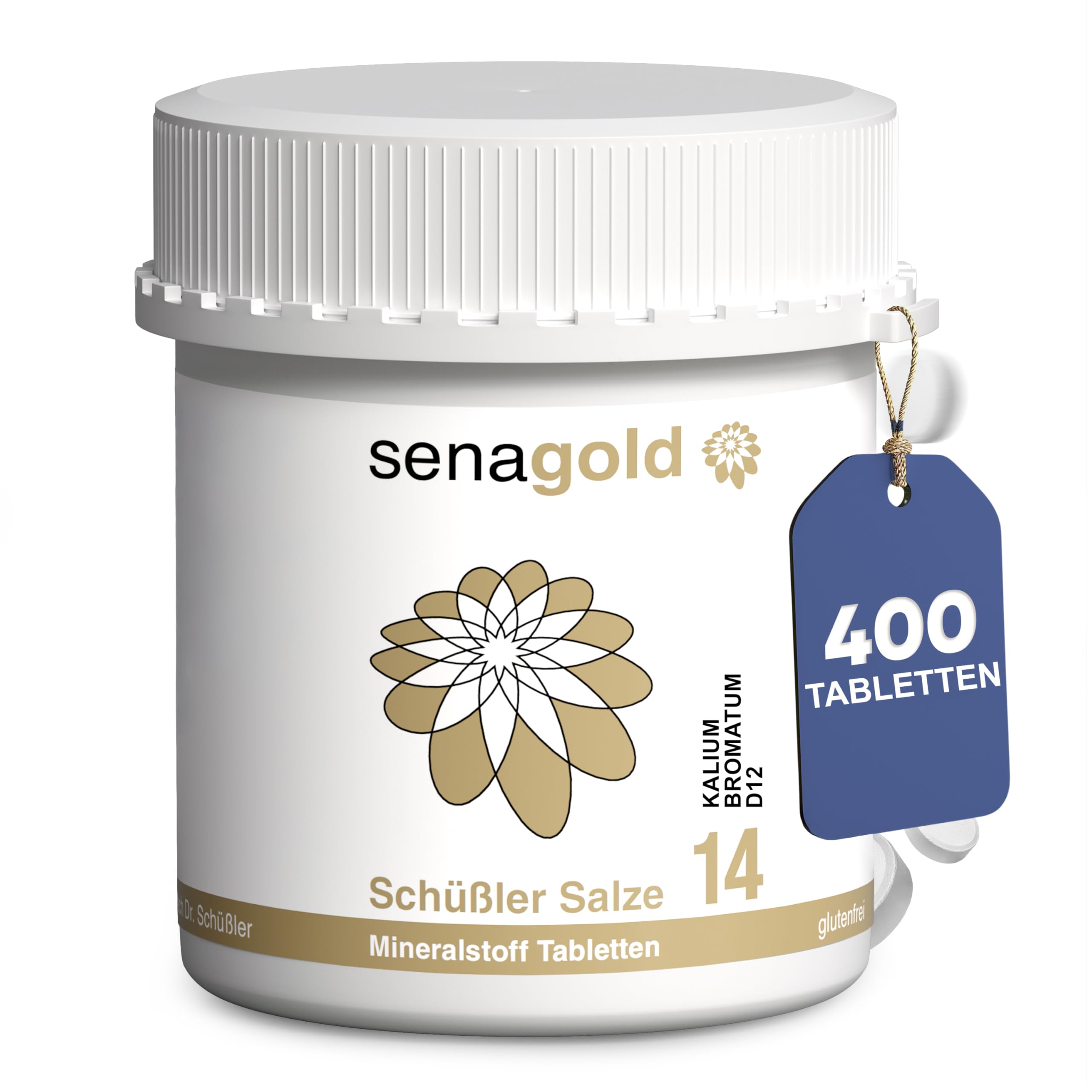 Senagold Schüßler Salz Nr. 14 – Kalium Bromatum D12 – 400 Tabletten – gluten- & alkoholfrei – hergestellt nach Homöopathischem Arzneibuch (HAB) in Deutschland