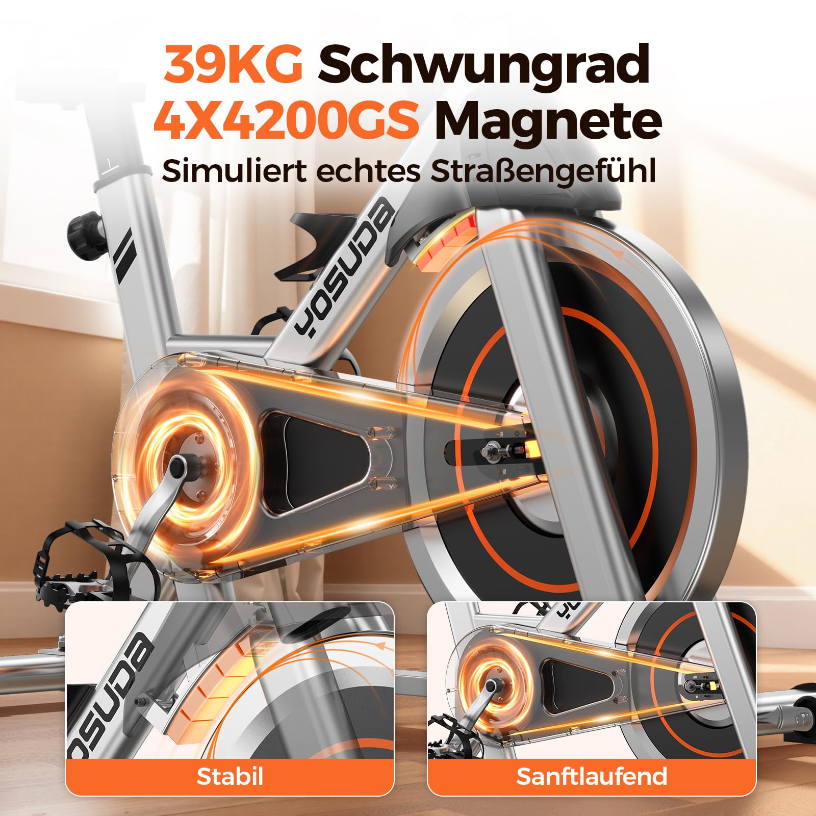 【Aktualisiert】Heimtrainer Fahrrad, YOSUDA Indoor Cycling Bike mit Magnetwiderstand & APP, Leises Ergometer mit LCD-Monitor & Tablet-Halter, Spining Bike für Kardiotraining zu Hause, Höhenverstellbar