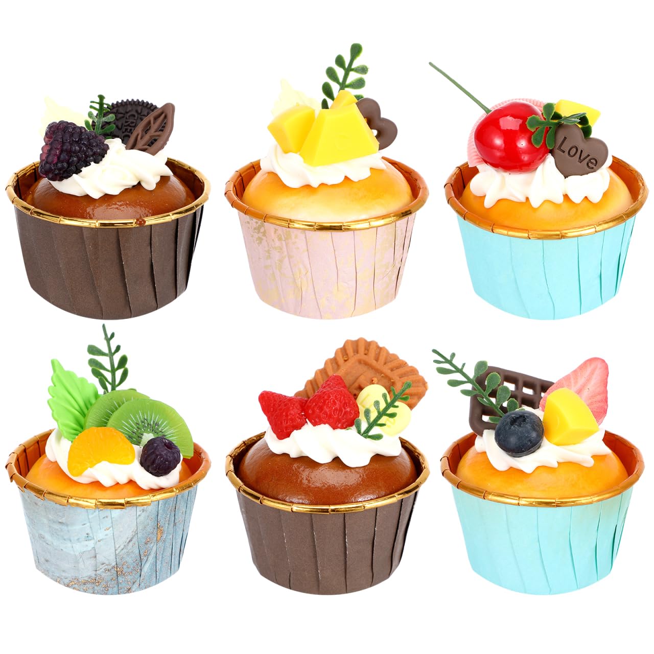 WINOMO 6-Piece Simulation Food Cupcake Model Food Sample Cupcake Model Sample Food Model Bread Western Food Simulation : Toys & Games