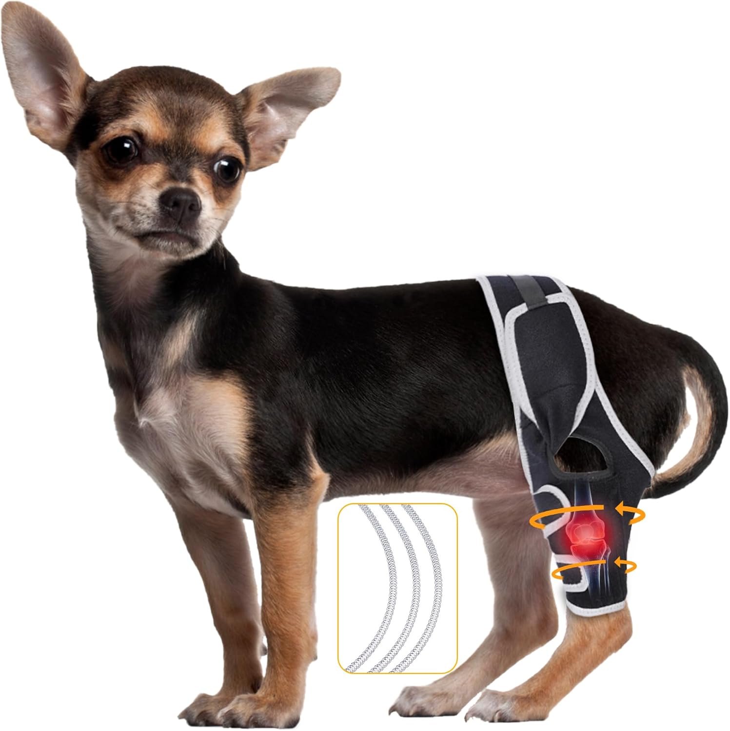 Dog Leg Brace for Acl and Ligament Injuries – Adjustable Support for Joint Pain Relief and Muscle Recovery – Fits Front or Back Legs – Lightweight and Comfortable, XS XS Blck