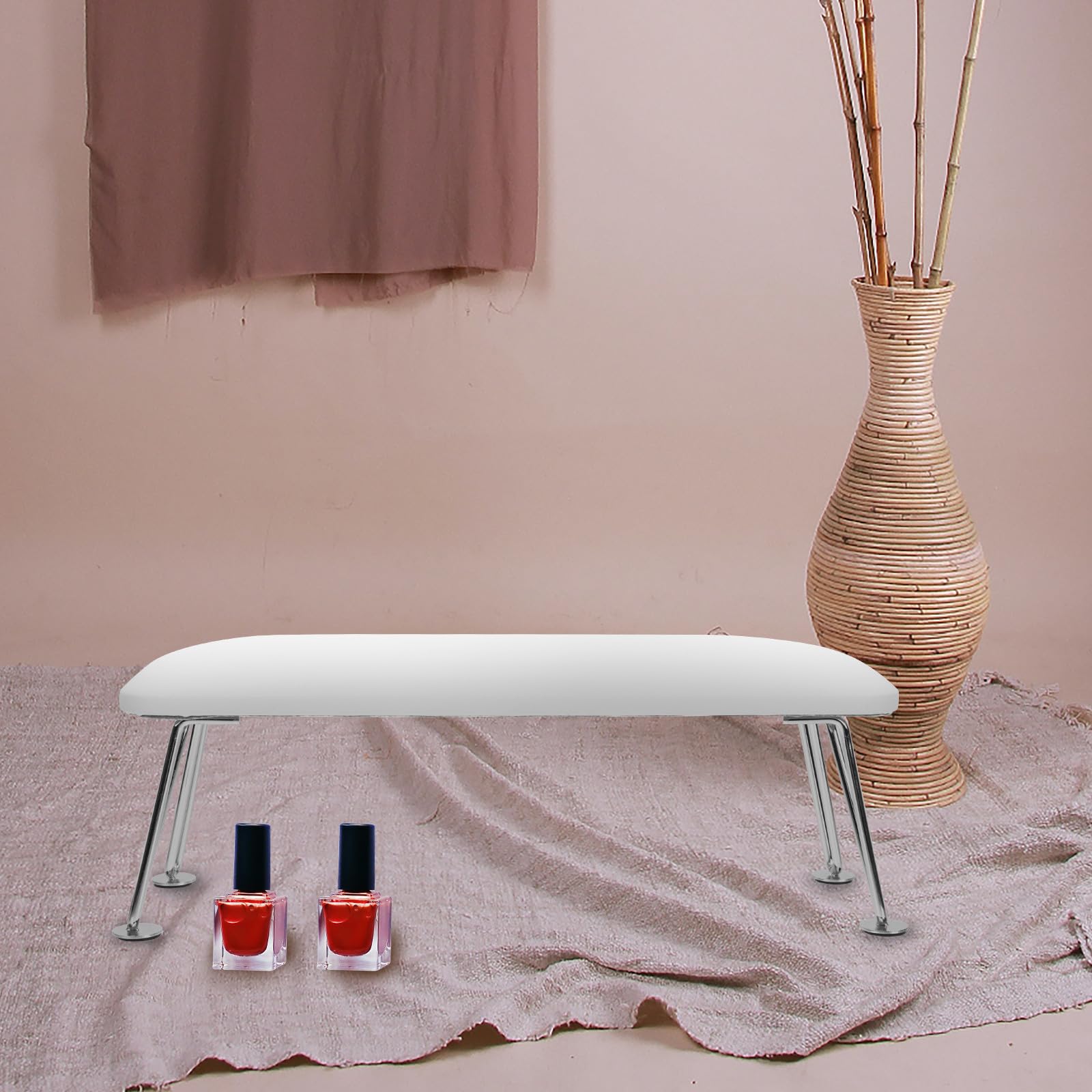 Almohada Soporte de Acero Inoxidable, Cojín Multifuncional de Cuero Flexible para Reposamanos de Uñas para Manicura en Casa y Salón de Belleza