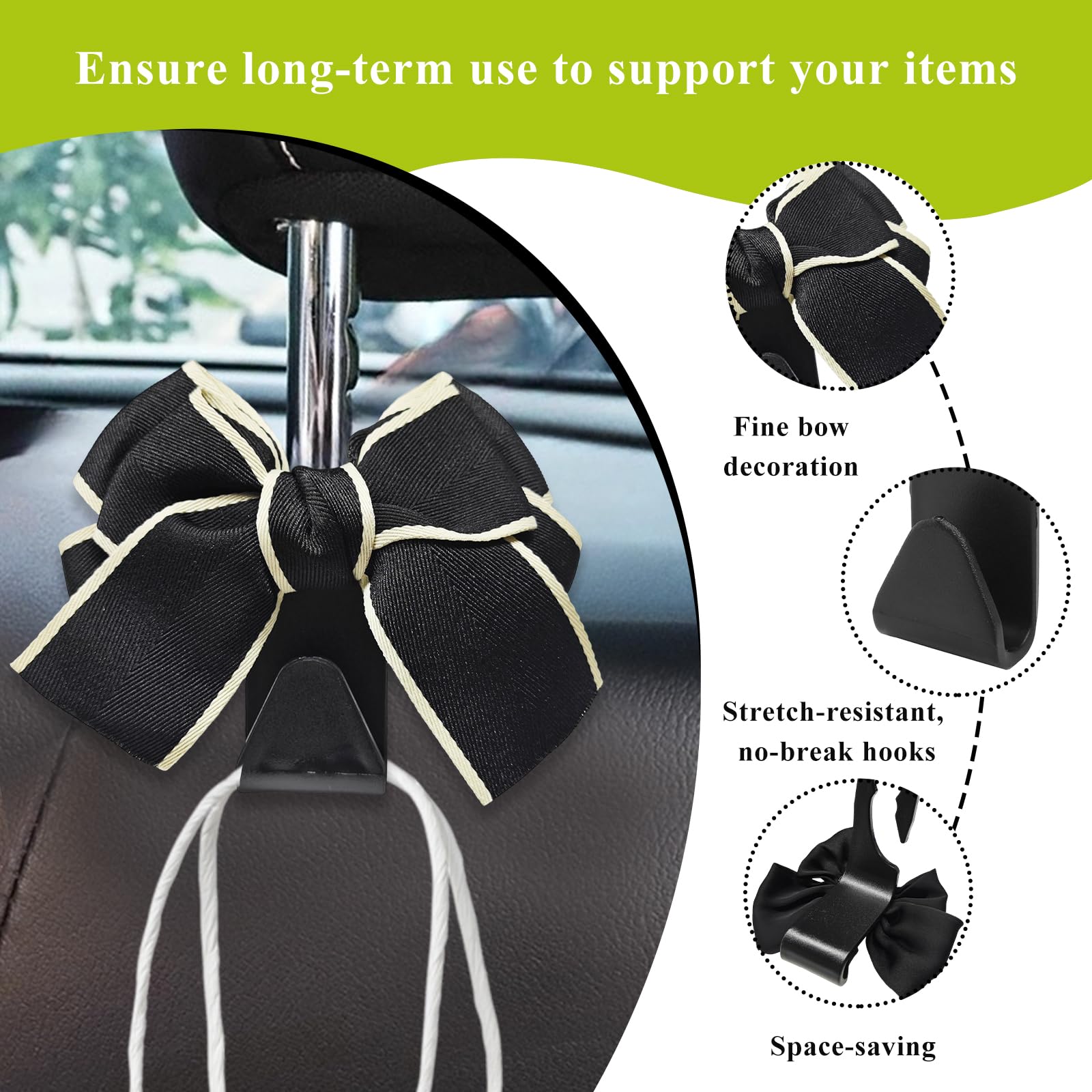 Car Seat Headrest Hooks Utility Fastener ABS Plastic 3.5 In Length For Back Seat Bag Organizer From Hook Hanger - Price 4.17