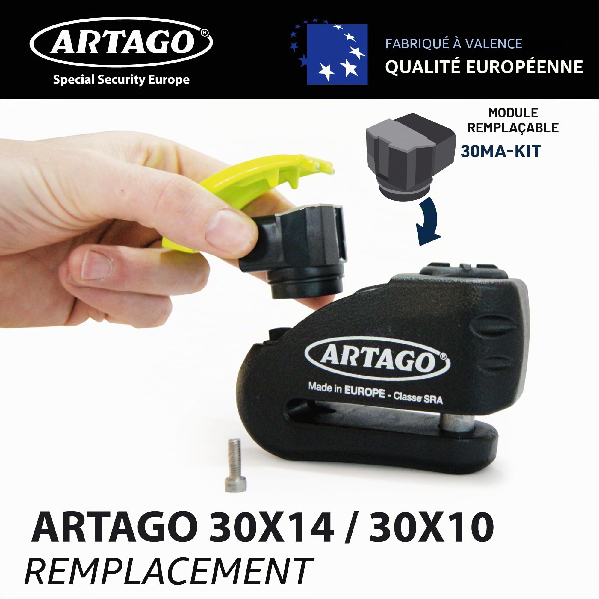 Artago 30MA-KIT Module d'alarme et Batterie CR2 Remplacement pour Antivol Moto Bloque Disque Alarme Artago 32, 30X14, 30X10