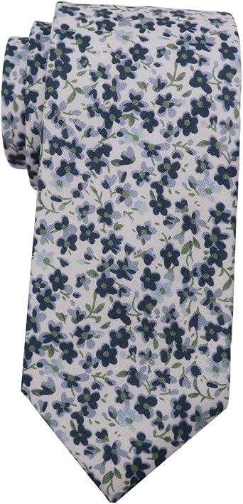 Mantieqingway Mens Skinny Tie, Cotton Floral Ties for Men Wedding Necktie for Groom, Groomsmen, Missions, Dances