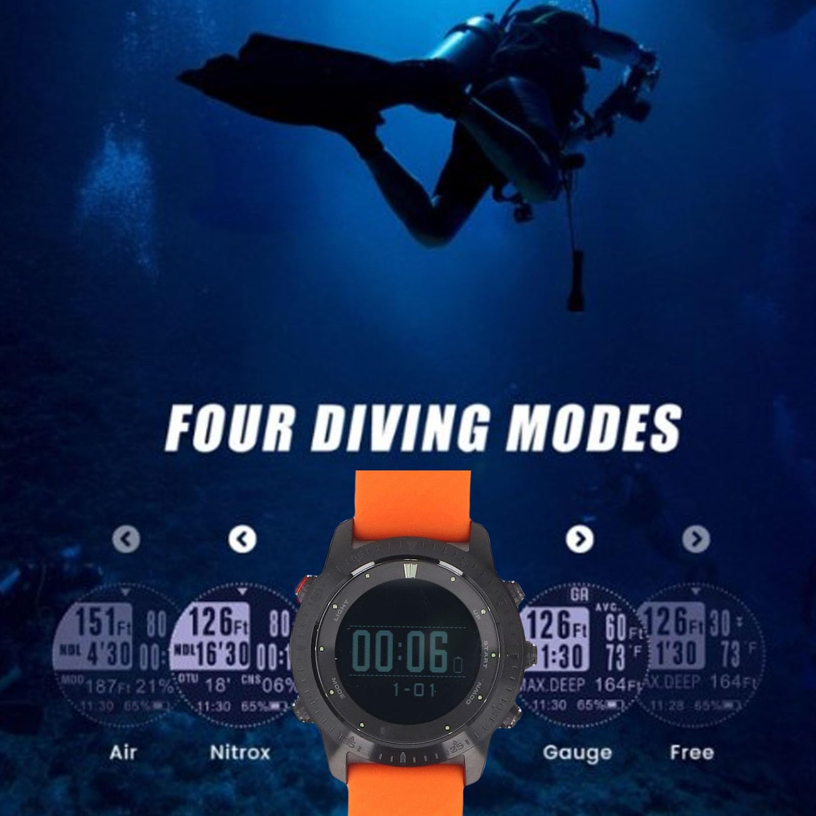 Dive Computer Sports Watch Box na rękę Długie Inteligentne Zegarek dla Mężczyzny, Cyfrowe Wskaźniki