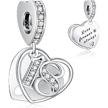 NINGAN 16 18 21 30 40 50 60 Years of Love Dangle Charms for Charms Bracelets, Forever & Always 925 Sterling Silver Cubic Zirconia Bead Pendant, Happy Birthday Jewelry Gifts for Women