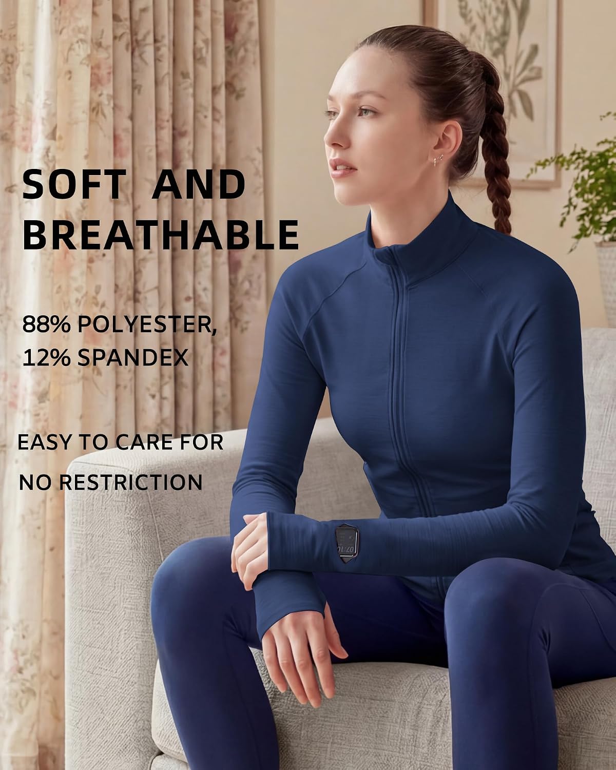 Gacaky Women's Lightweight Athletic Jacket Full Zip Stand Collar Shirts Running Workout Summer Jackets with Wristwatch Holes