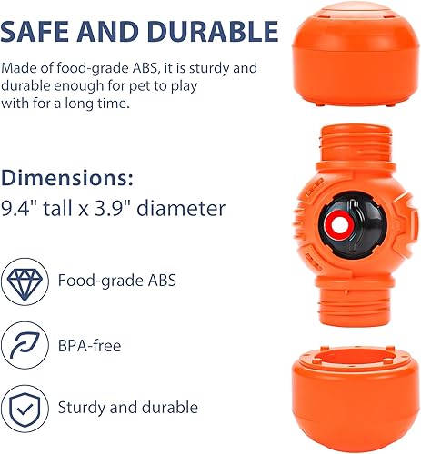 Miniatura 6 de Juguete de rompecabezas para perros, alimentador de rompecabezas para perros, dispensador interactivo de golosinas para perros pequeños, naranja.