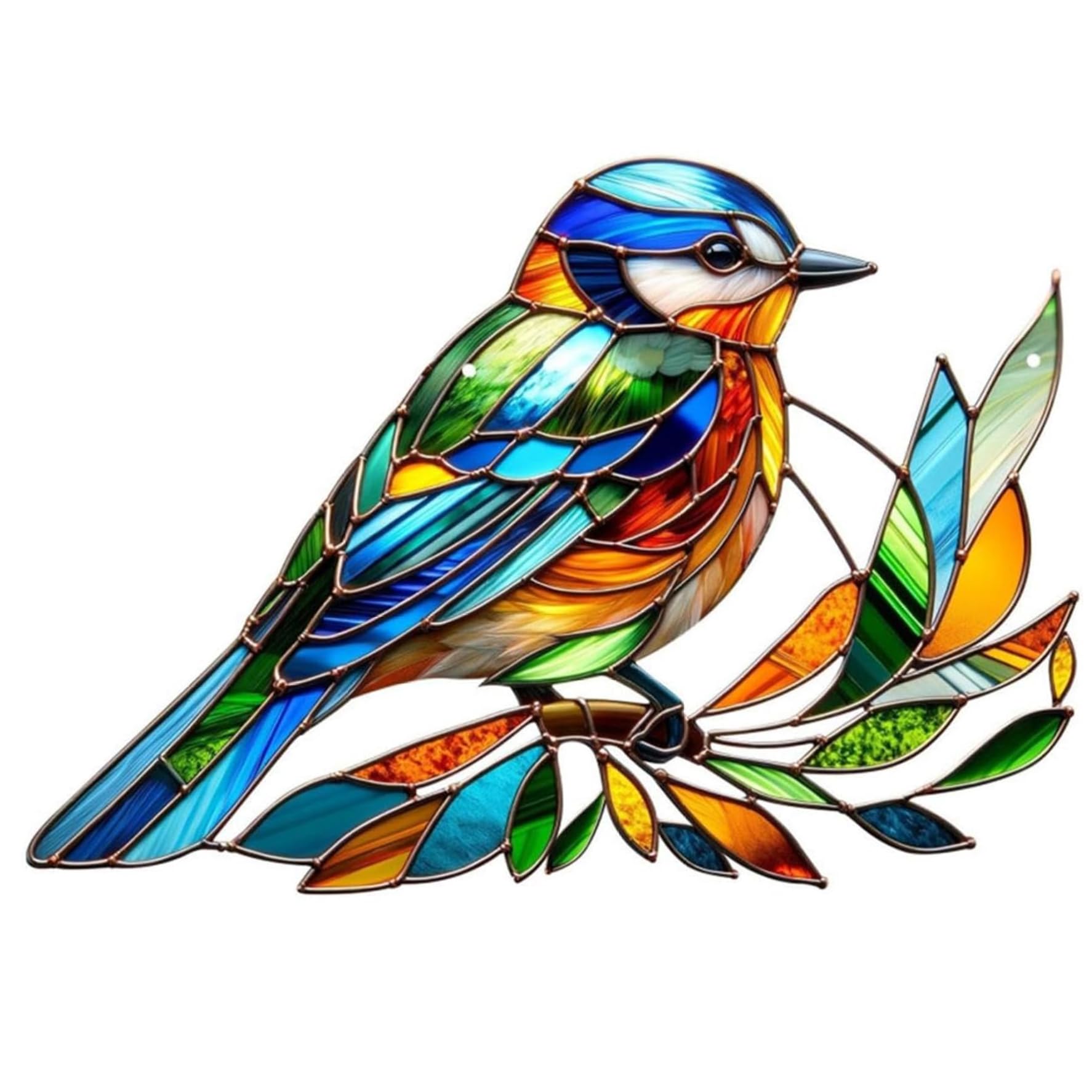 Sun Catchers Indoor Window Stained Glass Birds, Colorful Acrylic Bird Shape Stain Glass Window Hanging, 7.9x5.5" Sun Catchers Indoor with Metal Chain