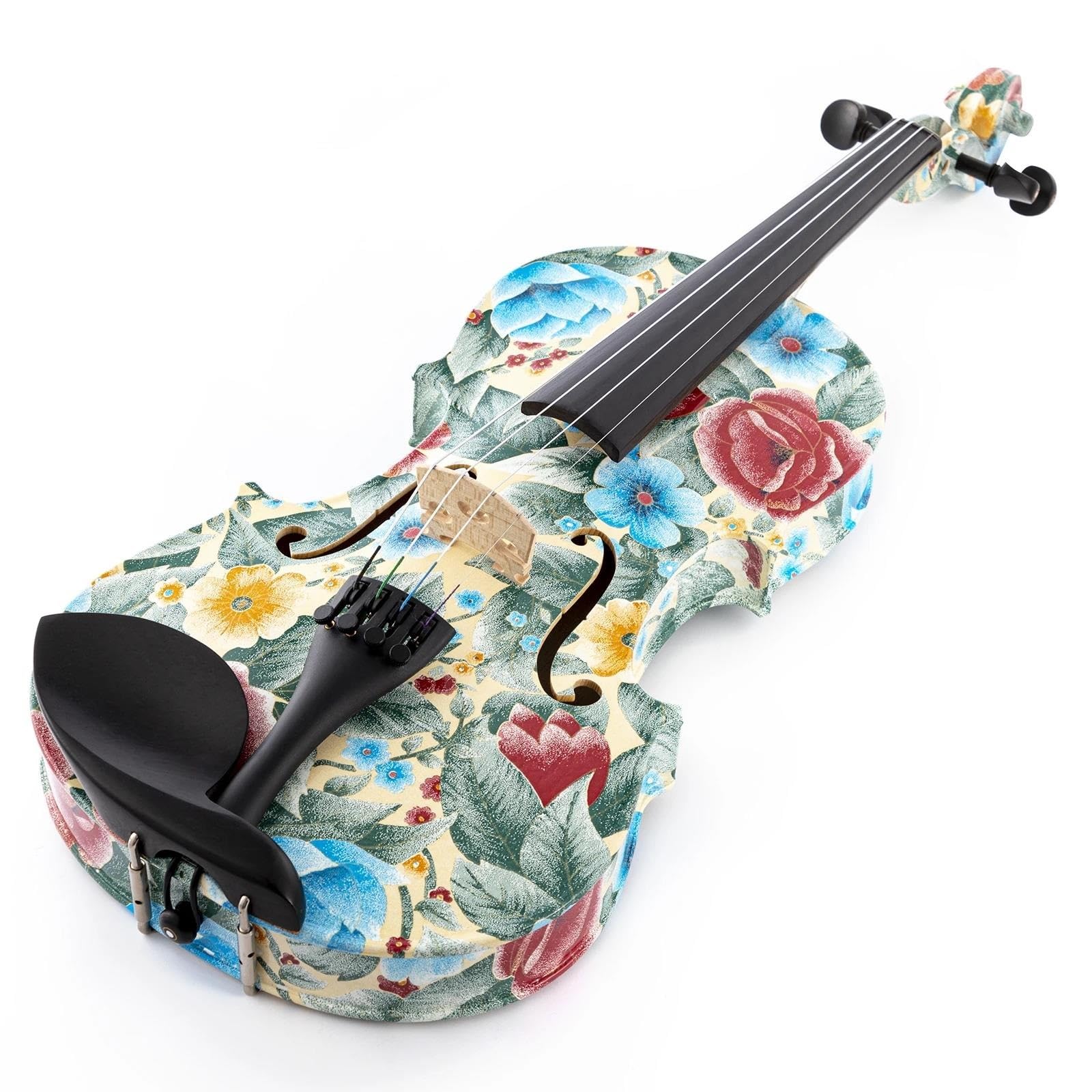 Violín Coloreado Flor Rosa Púrpura 4/4 Del Mismo Tamaño De Madera Sólida Para Principiantes(A)