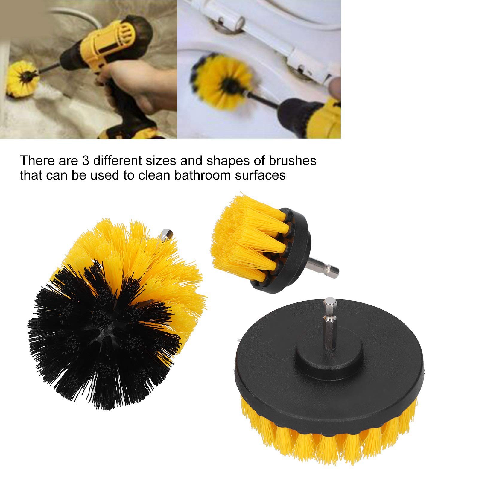 ANKROYU 3PCS Drill Brush?, Nylon Reduced Shank Boring Bit, Straight Shank Drilling Bit, 1/2in Shanks Twist Drill Bit for Clean Bathtubs 17.5mm