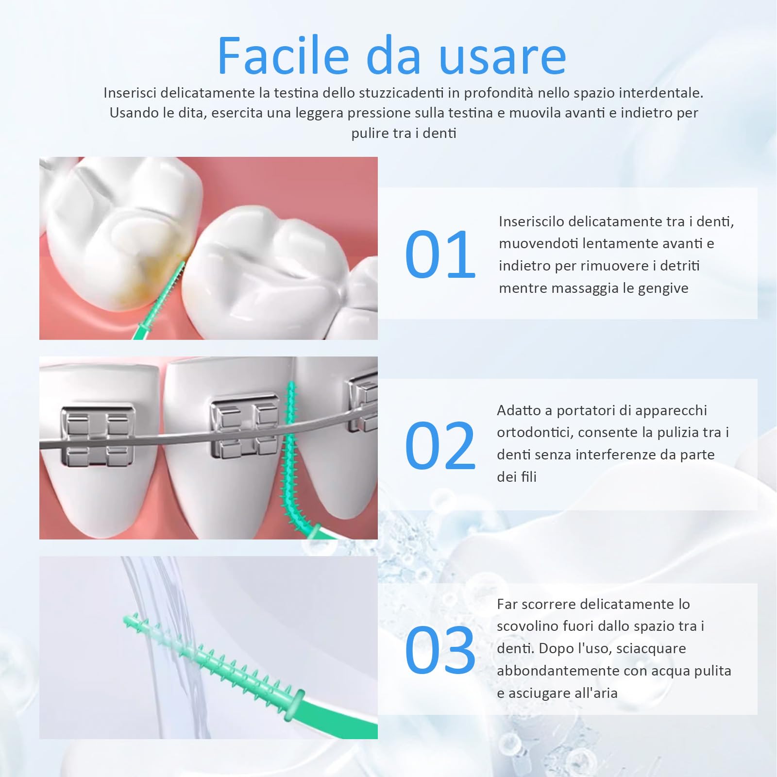 84 spazzole interdentali, spazzole interdentali, design curvo per denti sani e una facile pulizia degli spazi interdentali difficili da raggiungere