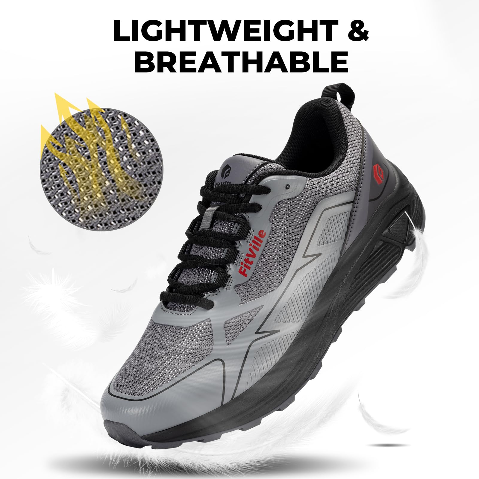 FitVille Laufschuhe Herren Extra Weite Traillaufschuhe Straßenlaufschuhe Breit Sneaker Leicht Sportschuhe Outdoor Schuhe Bequeme Fitnessschuhe Trekkingschuhe