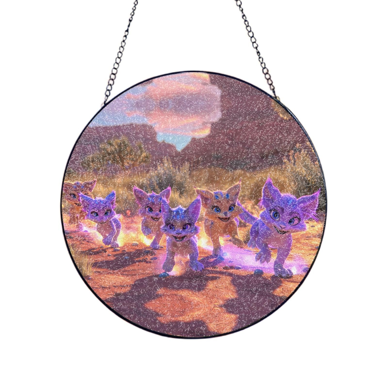 Poezjzw Stained Glass Window Hanging - Cartoon Beast Sun Catcher For Door Garden Home Decor Christmas Mother'S Day Birthday Gifts 6in（15cm）