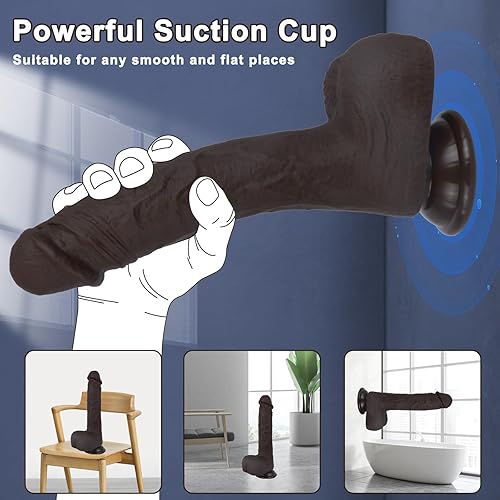 Miniatura 6 de Consolador de empuje de 8.9 pulgadas, juguetes sexuales para mujeres, consoladores realistas con control remoto con aplicación con 9 vibraciones y 3