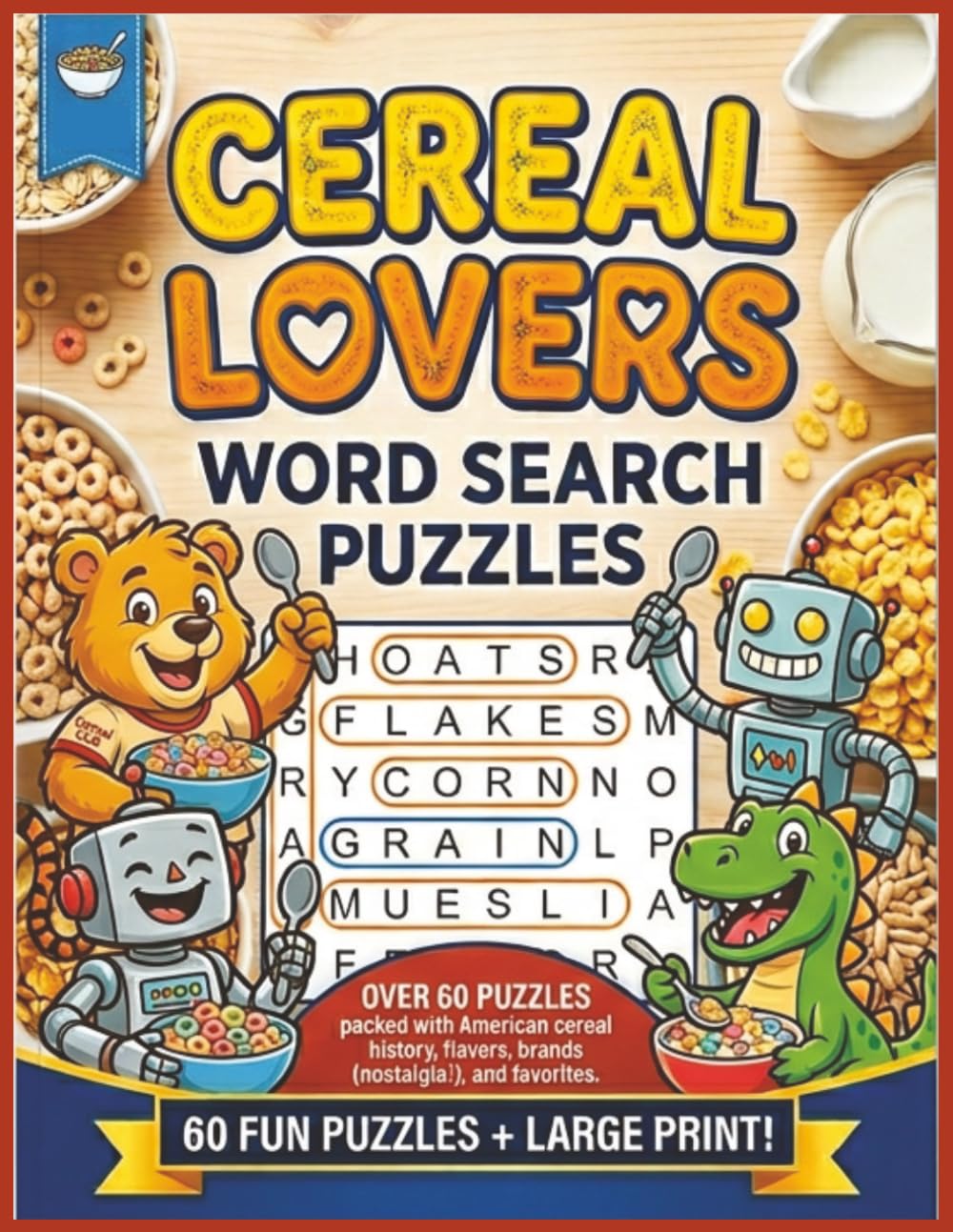 Cereal Lovers Word Search Puzzles: For Cereal Lovers of All Ages | 8.5 x 11 in. | 60 Puzzles | Large Print | Easy to Read! (Food & Drink Lovers)