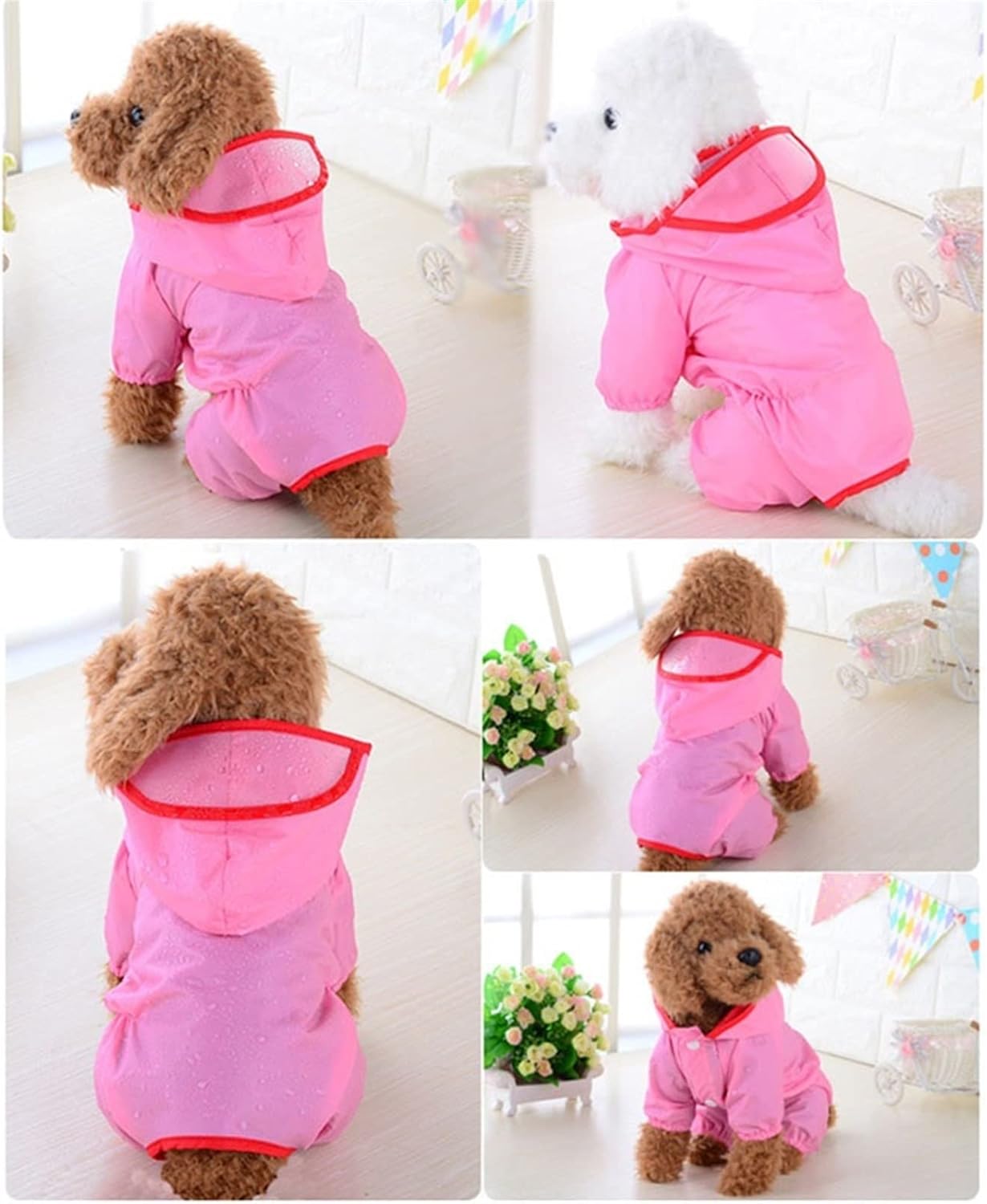 Dog Costumes Waterproof Dog Raincoat Clothes Puppy Rain Coat Jacket with Hat Brim Pomeranian Poodle Pet Dog Rain Coat for Small Dogs (Color : Blue, Size : Small)
