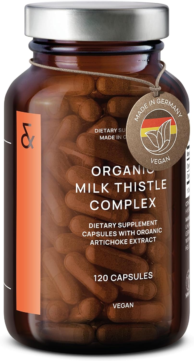 Organic Milk Thistle + Artichoke Capsules – Complex Rich in Silymarin and Bitters – 120 Capsules for 120 Days – Liver Detox Treatment – Purification and Detoxification of the Liver – Difficult