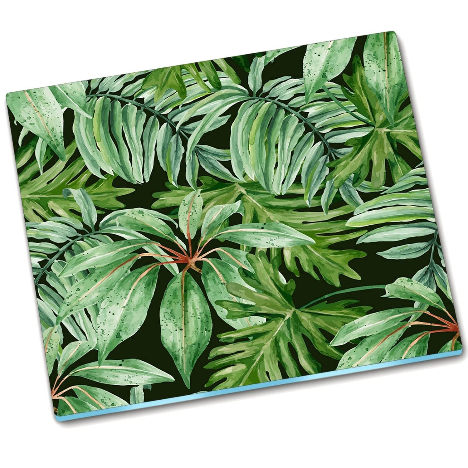 Planche à découper en verre 60x52 cm Décormat couvre-plaques feuilles tropicales