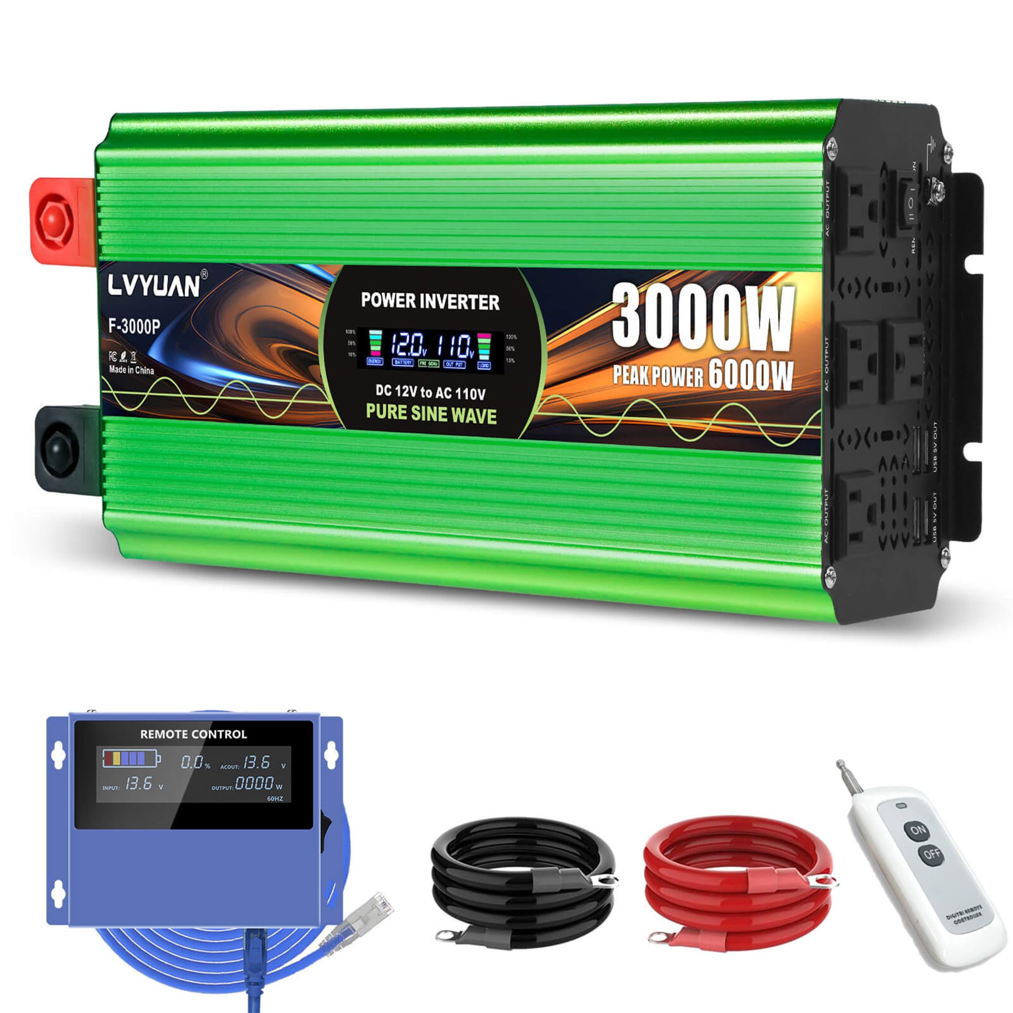 LVYUAN 3000W DX-GAC3000W インバーター Amazon.com: 3000 Watt Pure Sine Wave Inverter, DC 12V to 120V AC