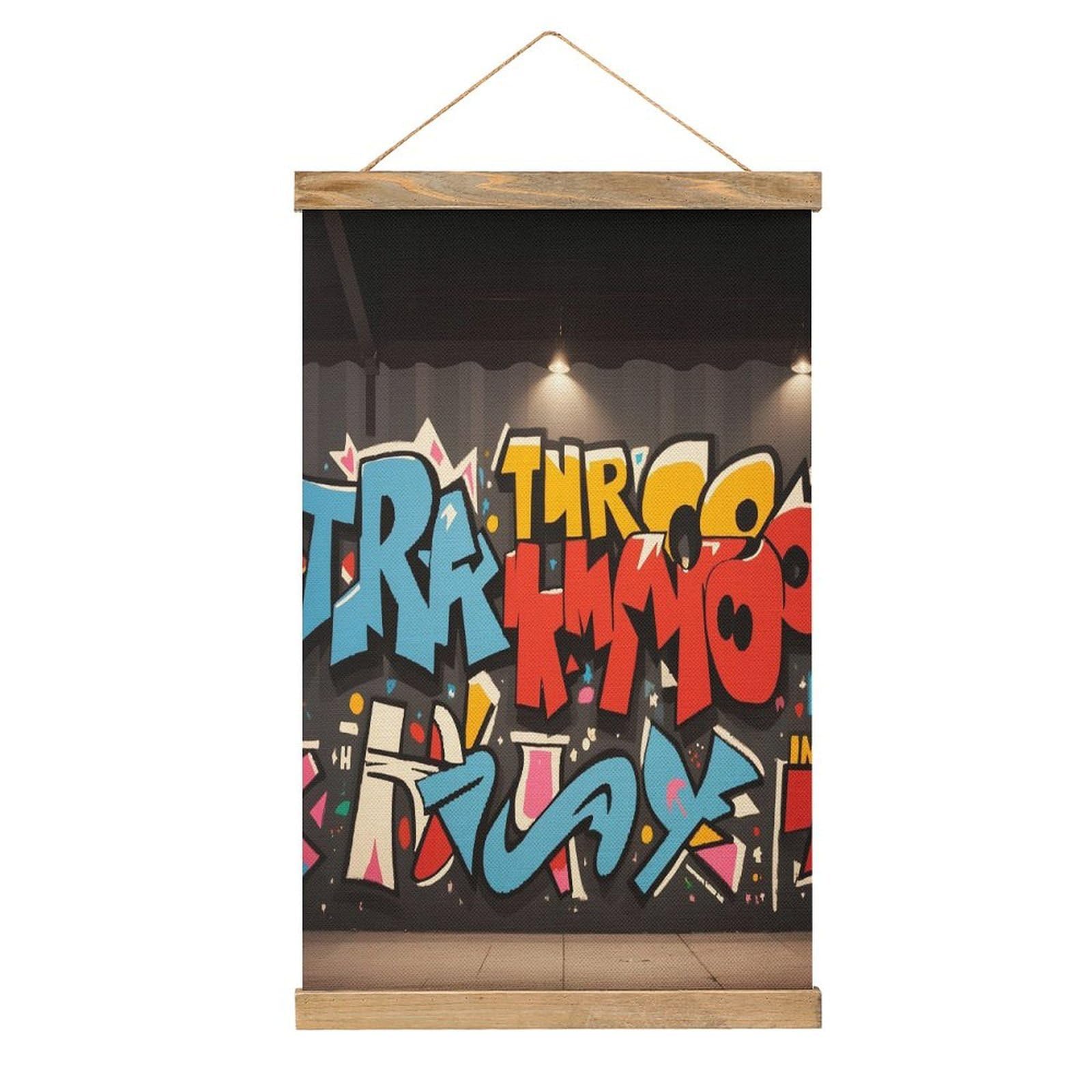 FekiLoot Graffiti Hip Hop Wall Art Poster Hanger Frame Linen Wall Art Decor Vintage Hanging Poster Hanging Wall Decor Rustic Retro Wall Art Print for Living Room Decor 20.4 X 13.1Inches